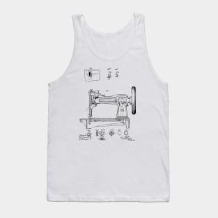 Sewing Machine Vintage Patent Hand Drawing Tank Top